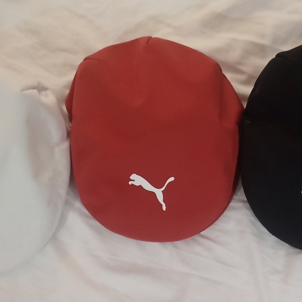 PUMA tour driver golf hats LOT OF 3 White, Black, Red, Size Small / Flex fit